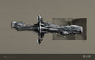 black and gray metal frame, EVE Online, artwork, Gallente, spaceship