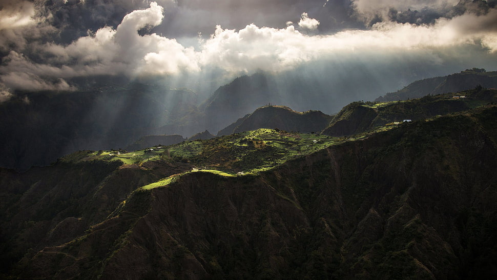 green mountain, nature, landscape, mountains, trees HD wallpaper