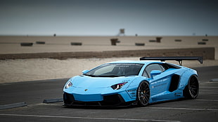blue Lamborghini Aventador, car, blue cars, Lamborghini, Lamborghini Aventador