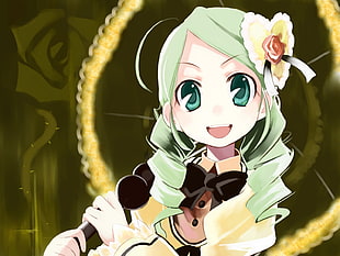 green hair female anime HD wallpaper