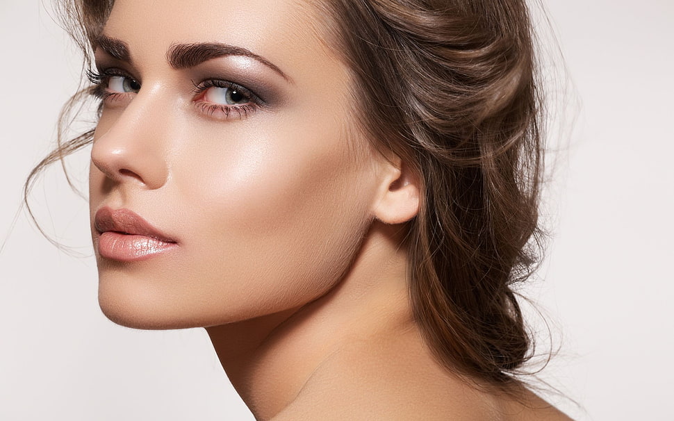 woman's brown lipstick HD wallpaper
