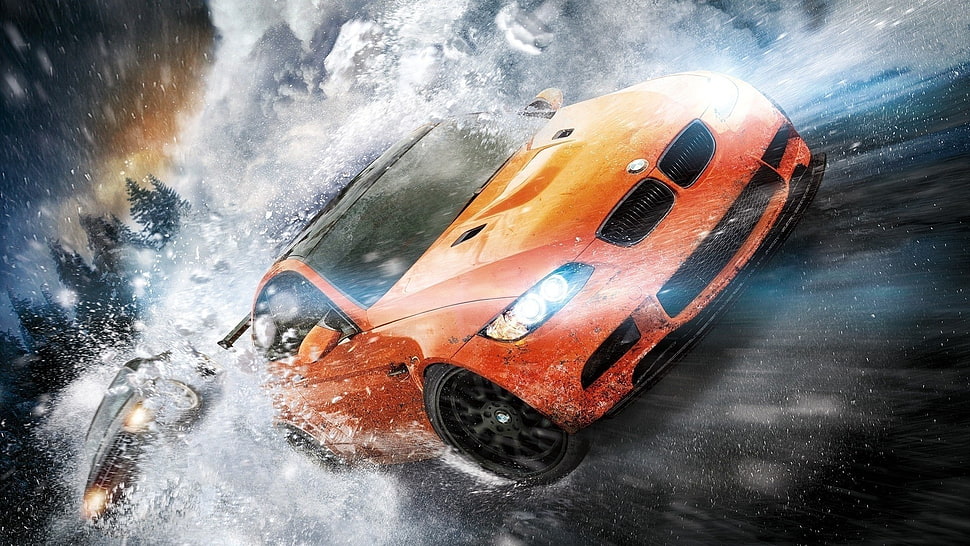 orange BMW car, car HD wallpaper