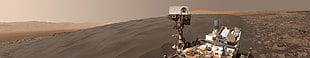 white and beige battleship, Mars, space, Rover, desert