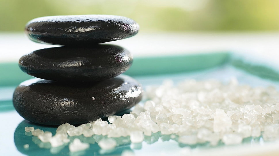 three round black stones, zen HD wallpaper