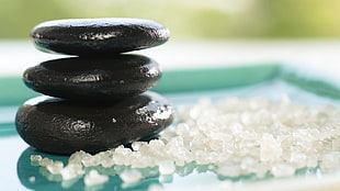 three round black stones, zen