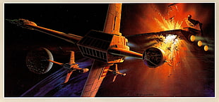 spacecraft firing ammunition digital wallpaper, Star Wars, artwork, science fiction, Ralph McQuarrie