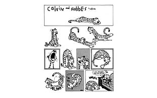 cub collage illustration, Calvin and Hobbes, comics, simple