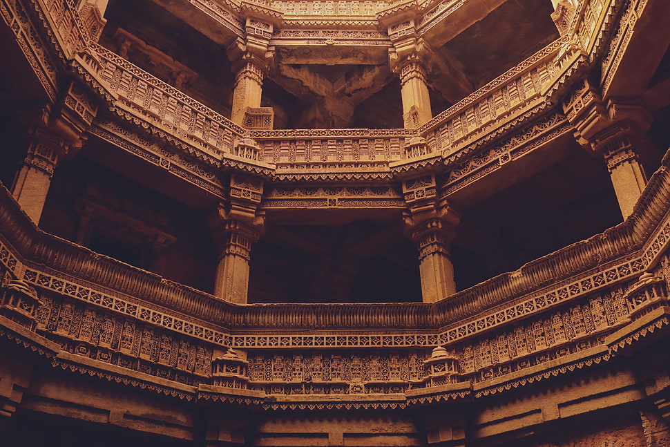 brown concrete dome building interior HD wallpaper