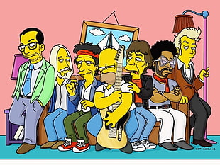 The Simpsons poster, The Simpsons, Rolling Stones, Lenny Kravitz, Homer Simpson HD wallpaper