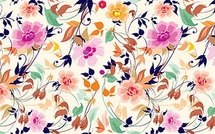 white and multicolored floral pattern HD wallpaper