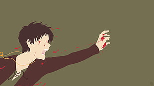 man wearing brown jacket illustration, anime, Shingeki no Kyojin, Eren Jeager, minimalism