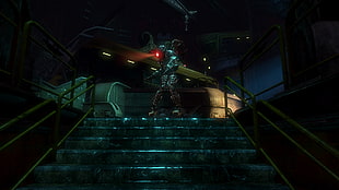 robot at the stairs wallpaper, video games, BioShock, BioShock 2