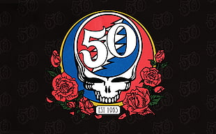 red and blue 50 EST 1965 logo