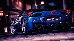 blue Ferrari 459 Italia coupe, car, Ferrari 458 Italia, Ferrari, Gran Turismo 5 HD wallpaper