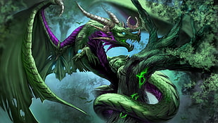 green and purple dragon character, ysera,  World of Warcraft, Hearthstone: Heroes of Warcraft, dragon