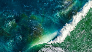 sea waves, waves, sea, sea foam, colorful HD wallpaper