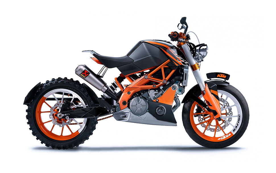 orange and black motorcycle HD wallpaper