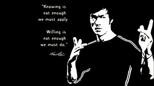 Bruce Lee illustration, quote, Bruce Lee, motivational HD wallpaper