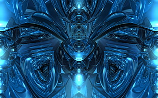 blue 3D digital wallpaper
