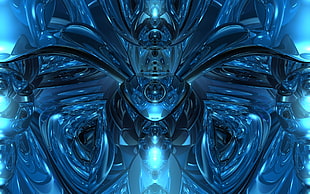 blue 3D digital wallpaper