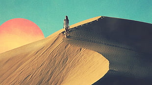 woman standing on desert during daytime HD wallpaper