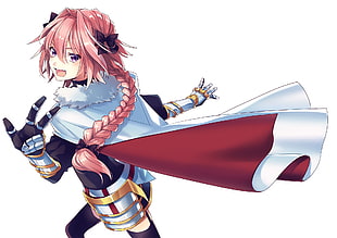 pink haired female anime character digital artwork, Fate Series, Fate/Apocrypha , anime boys, Rider of Black