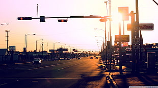 traffic lights, Ford Mustang, road