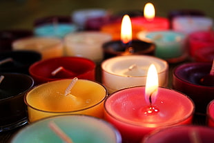 lighted candles photography HD wallpaper