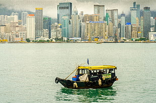 black boat, Hong Kong HD wallpaper