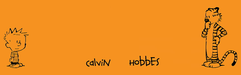 Calvin Hobbes illustration, Calvin and Hobbes, comics, minimalism, dual monitors HD wallpaper