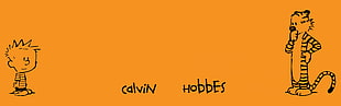Calvin Hobbes illustration, Calvin and Hobbes, comics, minimalism, dual monitors