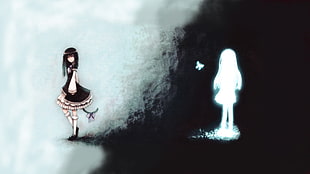 black haired female anime character illustration, anime