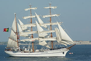 white sailing ship on ocean