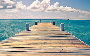 brown wooden jetty to water during daytime