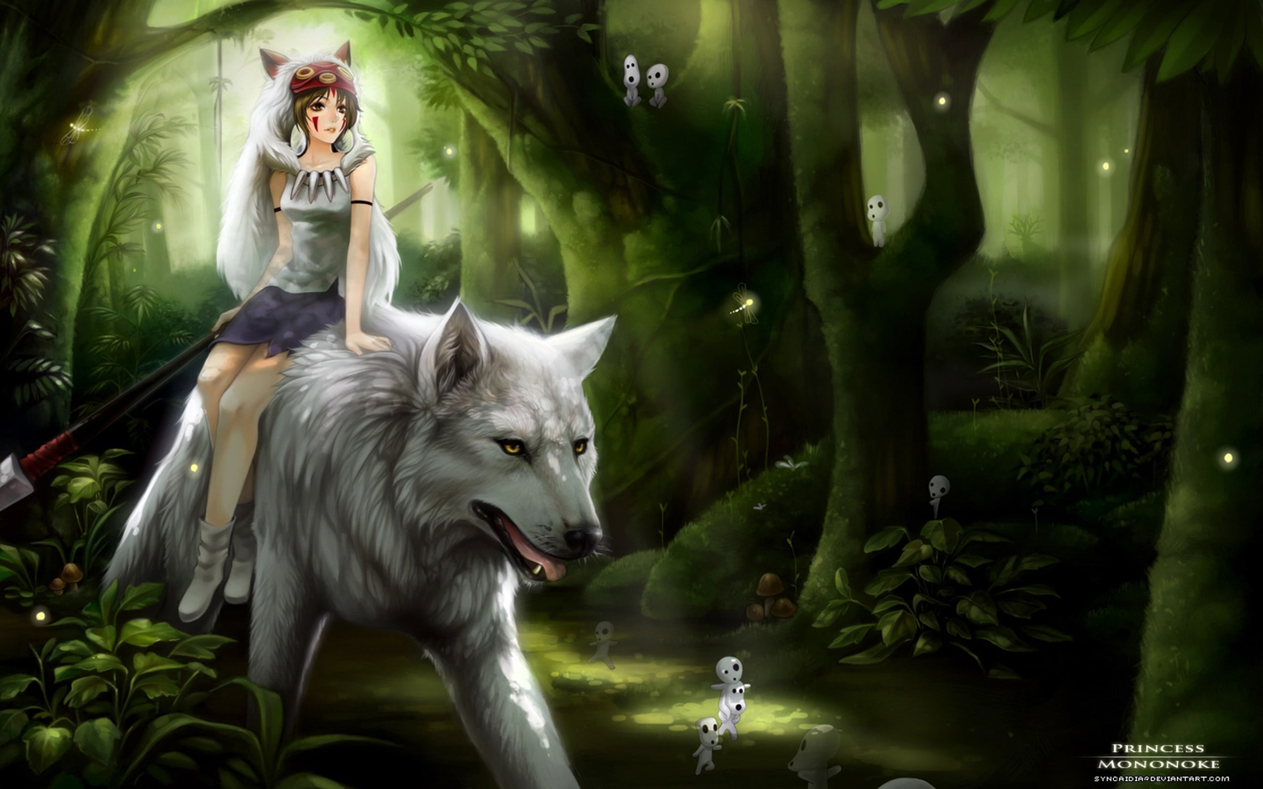 Woman riding white wolf illustration HD wallpaper | Wallpaper Flare