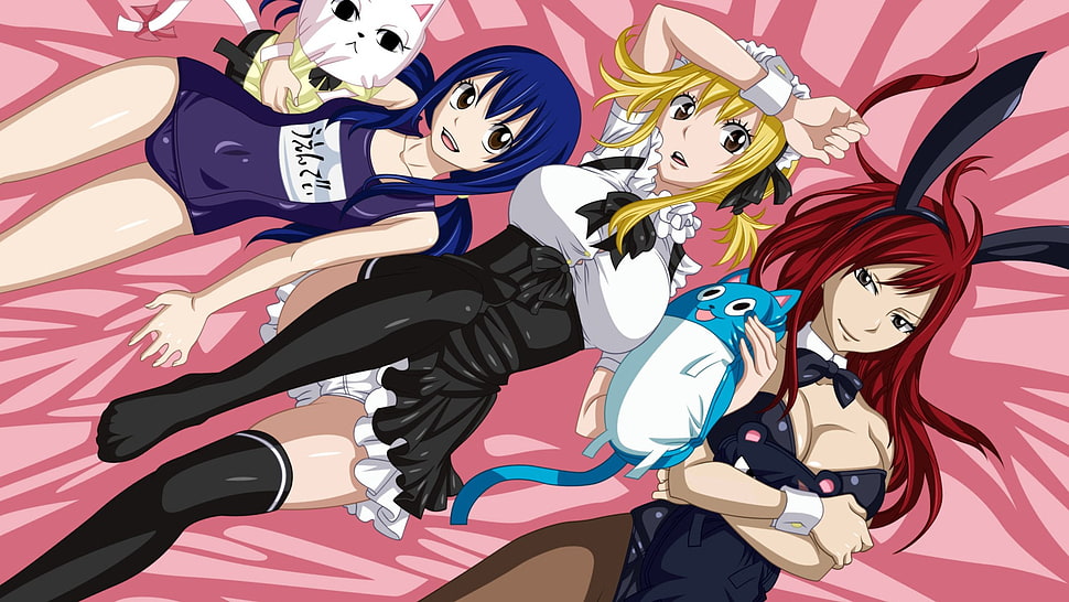 Fairy Tail, Scarlet Erza, Heartfilia Lucy , Marvell Wendy  HD wallpaper
