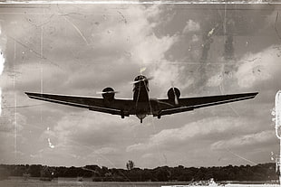 fighter plane photo, aircraft, sepia, photo manipulation HD wallpaper