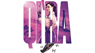 woman in long-sleeved shirt holding pistol illustration HD wallpaper