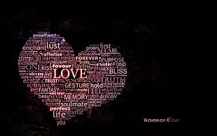 love text, typography, text, word clouds