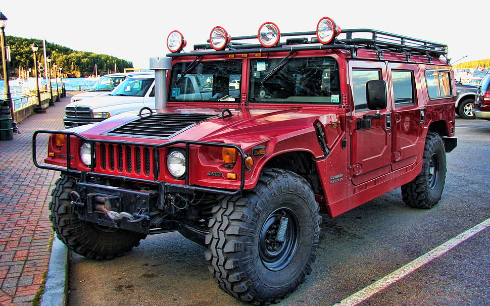 red Hummer, car, HDR, Humvee, Truck HD wallpaper