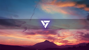 triangular white logo, Onih Inc, clouds, landscape