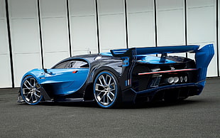 blue and black luxury car, Bugatti Vision Gran Turismo, car, blue cars, vehicle HD wallpaper