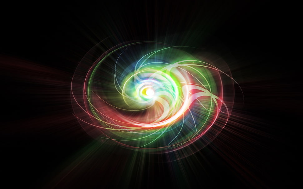 red, pink, and yellow lights illustration HD wallpaper