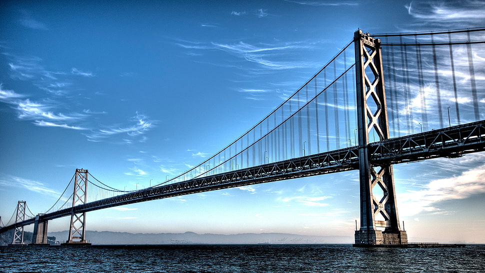 Golden Gate bridge under blue sky HD wallpaper
