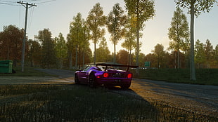 red 5-door hatchback, Ford GT 2005, sunset, The Crew