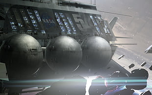 gray aircraft, science fiction, NASA HD wallpaper