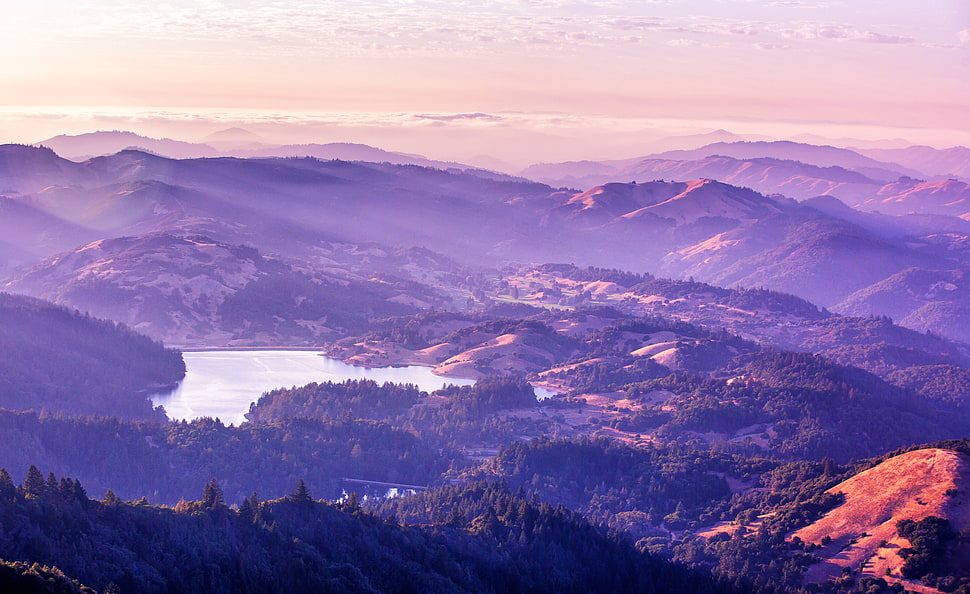 view of mountains from higher area HD wallpaper