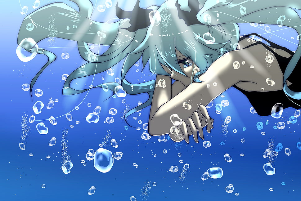 female character on body of water scene HD wallpaper