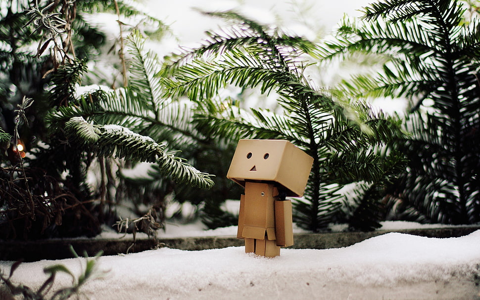 box man surrounded by snow illustration HD wallpaper