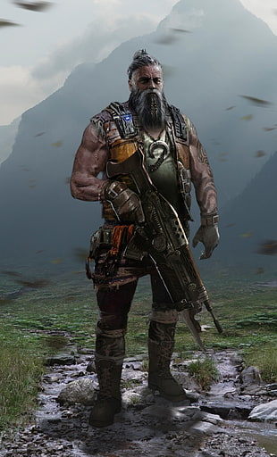 man holding rifle wallpaper, Gears of War 4, PC gaming